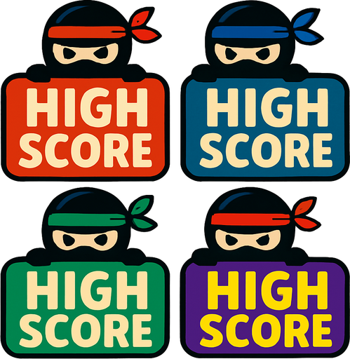 Pack of different ninja High score buttons
In-Game asset.  2d.  High contrast.  No shadows