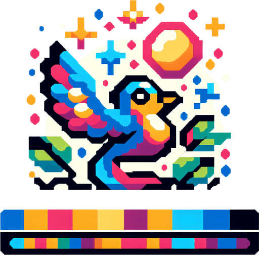 Flapping bird. 32x32.
Single Game Texture. Pixel art, In-Game asset. 2d. Blank background. High contrast. Bright colors. No shadows.