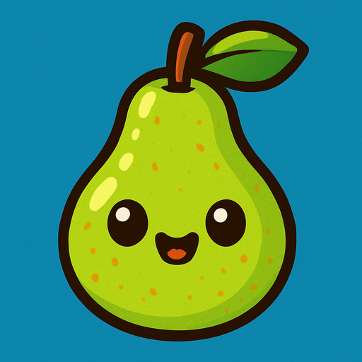 Pear with cute face.
In-Game asset.  2d.  High contrast.  No shadows