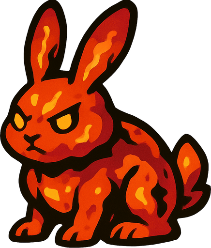 LAVA BUNNY.
In-Game asset.  2d.  High contrast.  No shadows