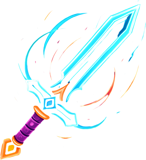 Sword, effect grand master neon.
In-Game asset.  2d.  High contrast.  No shadows