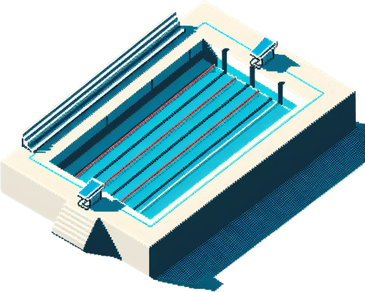 olympic swimming pool seen directly from above. bird-view perspective. pixelated. 8-bit.
Single Game Texture. In-Game asset. 2d. Blank background. High contrast. No shadows.