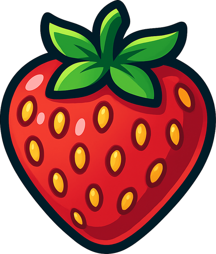 Strawberry.
In-Game asset.  2d.  High contrast.  No shadows