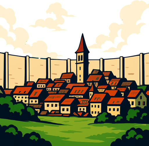 attack on titan world game background.
In-Game asset.  2d.  High contrast.  No shadows