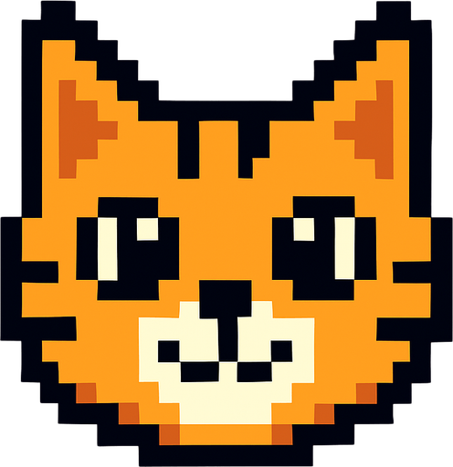 pixel art 2D cat head.
In-Game asset.  2d.  High contrast.  No shadows