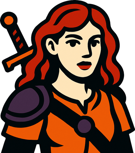 The woman's face is turned towards us.
In-Game asset.  2d.  High contrast.  No shadows
