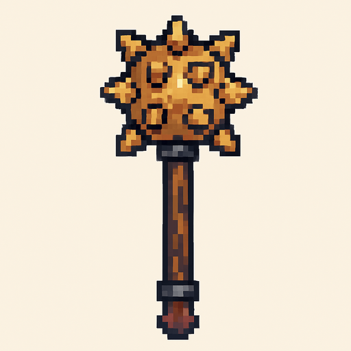 Maza medieval pixel.
In-Game asset.  2d.  High contrast.  No shadows
