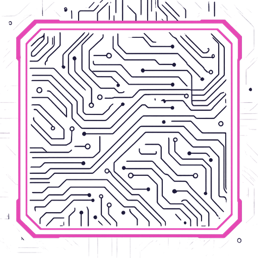 UI panel. wide. neon pink and purple border. dark purple and navy filled circuitry interior. cyberpunk. 45 degree corners..
In-Game asset.  2d.  High contrast.  No shadows