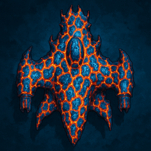 crazy blue lava spaceship top view.