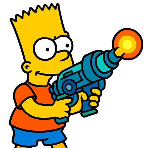 Bart holding a plasma gun.
In-Game asset.  2d.  High contrast.  No shadows