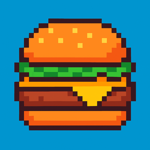 pixel art burger paty.
In-Game asset.  2d.  High contrast.  No shadows