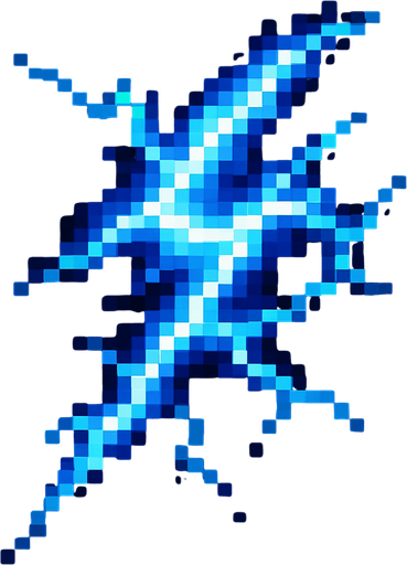 Creame un rayo electrico pixelar.
In-Game asset.  2d.  High contrast.  No shadows