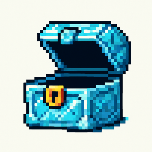 2d pixel bir elmasdan hazine sandığı.
In-Game asset.  2d.  High contrast.  No shadows