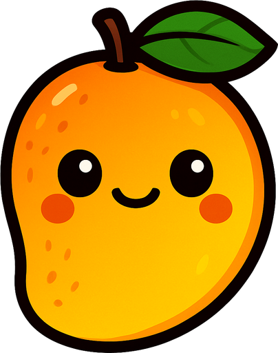 Mango with cute face.
In-Game asset.  2d.  High contrast.  No shadows