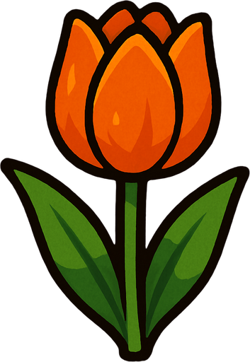 Orange tulip.
In-Game asset.  2d.  High contrast.  No shadows