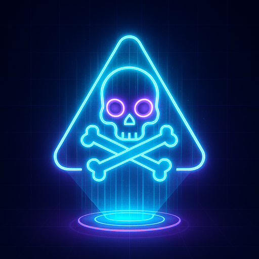 neon cyberpunk anime 3d hologram glowing projection poison symbol flat head on