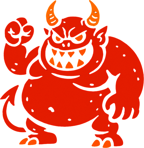 fat demon.
In-Game asset.  2d.  High contrast.  No shadows