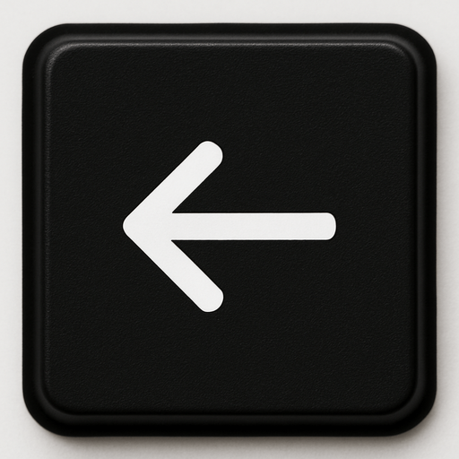 BLACK BACKSPACE BUTTON BUT JUST THE BACKWARD ARROW. FRONT VIEW