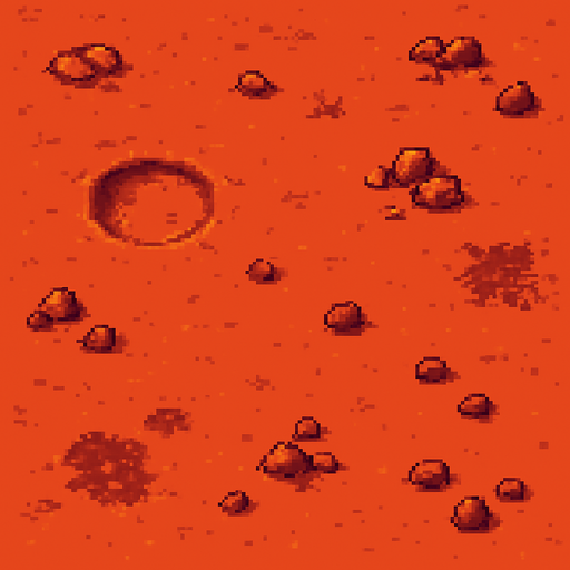 Pixel Mars zemini olsun. Top down olsun.
In-Game asset.  2d.  High contrast.  No shadows