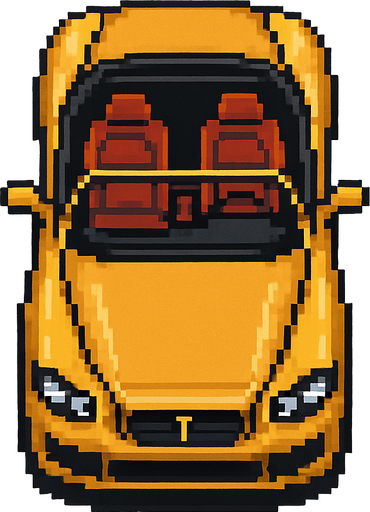 bird's eye view luxury convertible car.
In-Game asset.  2d.  High contrast.  No shadows. pixel art