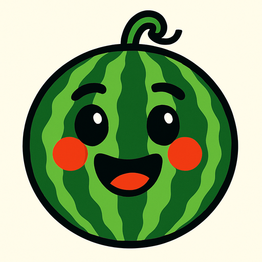 Watermelon with face.
In-Game asset.  2d.  High contrast.  No shadows