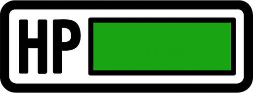 Un medidor de HP con contorno negro y que este lleno, y minimalista.
In-Game asset.  2d.  High contrast.  No shadows