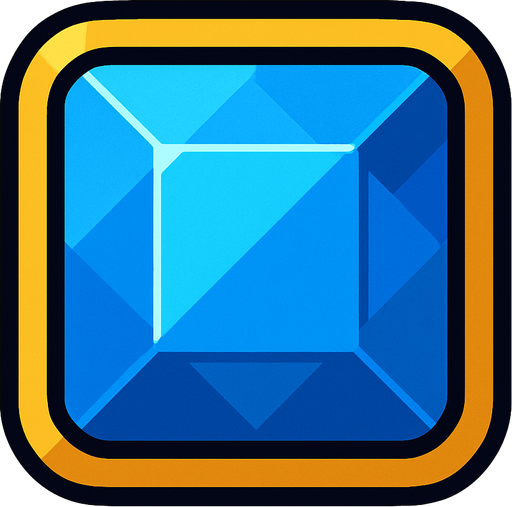 Blue gem square.
In-Game asset.  2d.  High contrast.  No shadows