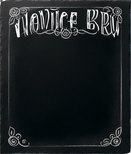 Text "NOVICE BREW" handwritten in chalk