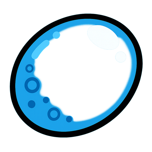 oval blue sea buble comic 2d image style.
In-Game asset.  2d.  High contrast.  No shadows