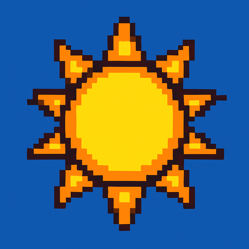 sol pixelart.
In-Game asset.  2d.  High contrast.  No shadows