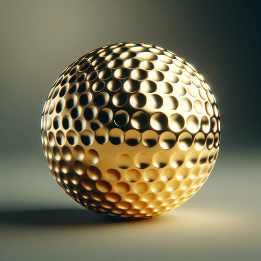 Balle de golf en or.
Single Game Texture. In-Game asset. 2d. Blank background. High contrast. No shadows.