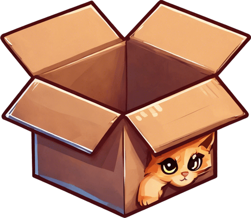 Detail of face head and ears of a cute Chibi ginger cat's looking from the box into the camera. Cheeky, happy. Brown eyes