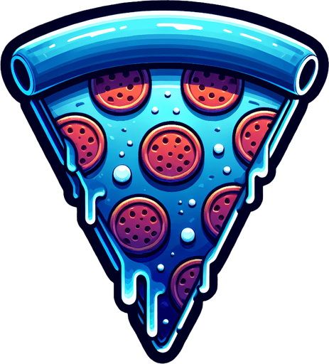 a slice of pizza on a transparent background, predominantly blue. Slice of pizza.
Single Game Texture. In-Game asset. 2d. Blank background. High contrast. No shadows.