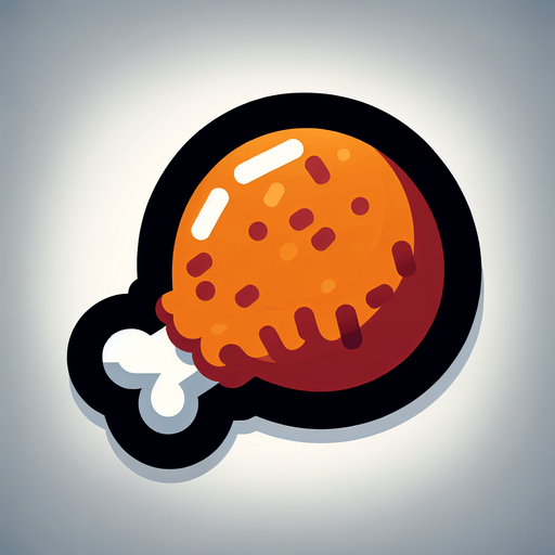 A fried chicken thigh icon Single Game Texture. In-Game asset. 2d. Blank background. High contrast. No shadows.