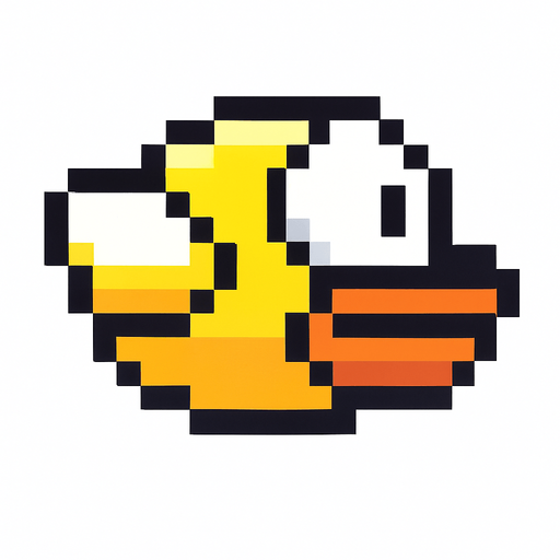 pajaro de flappy bird 2d.
In-Game asset.  2d.  High contrast.  No shadows