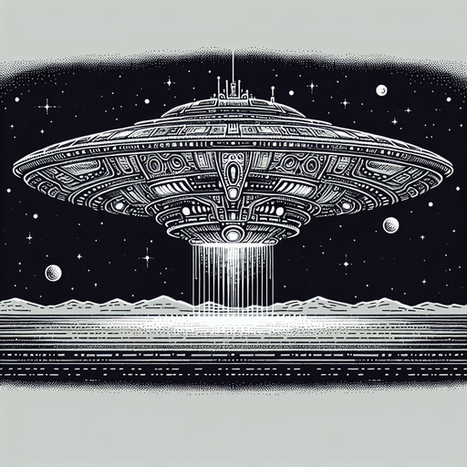 Alien Mothership.
2d.  Blank background.  High contrast.  No shadows