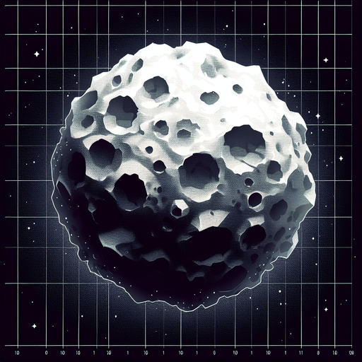 a single asteriod texture.
Single Game Texture.  In-Game asset.  2d.  Blank background.  High contrast.  No shadows