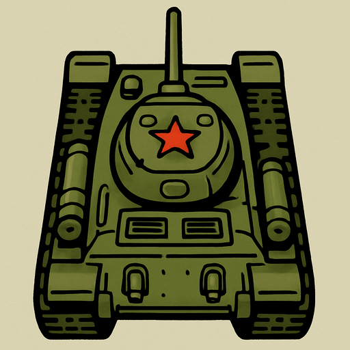 A Soviet tank..
In-Game asset.  2d.  High contrast.  No shadows. Top down view