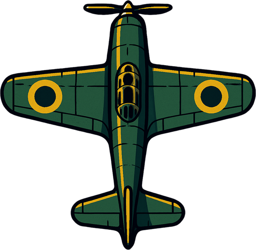 top down classic war plane.
In-Game asset.  2d.  High contrast.  No shadows