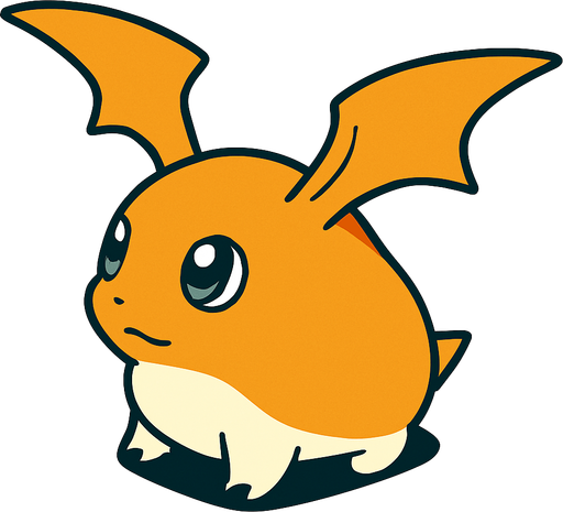 Patamon viendo a la derecha, perspectiva isometrica.
In-Game asset.  2d.  High contrast.  No shadows