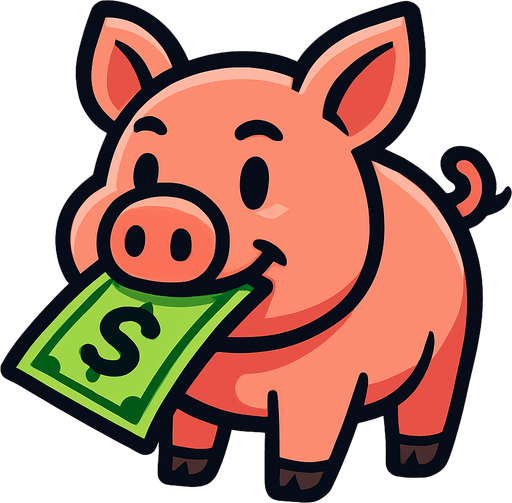 Pig with dollar in mouth.
In-Game asset.  2d.  High contrast.  No shadows