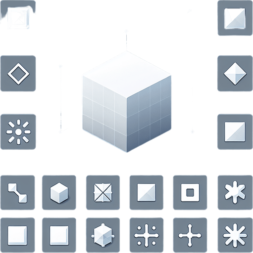 a white geometric square shape
Single Game Texture. In-Game asset. 2d. Blank background. High contrast. No shadows.