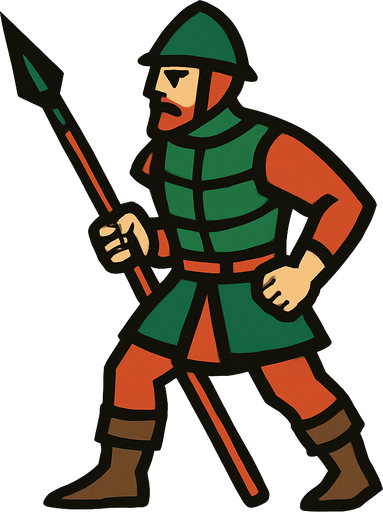 Mızraklı piyade asker.
In-Game asset.  2d.  High contrast.  No shadows