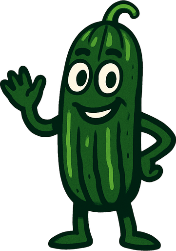 cucumber human.
In-Game asset.  2d.  High contrast.  No shadows