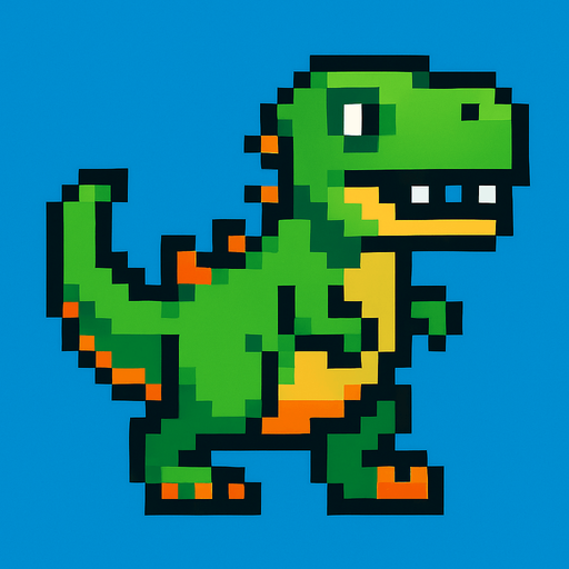 2D Retro Dinozor.
In-Game asset.  2d.  High contrast.  No shadows