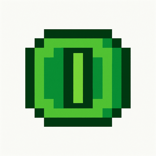 3x3 pixel green coin.
In-Game asset.  2d.  High contrast.  No shadows. retro arcade. Pixel art