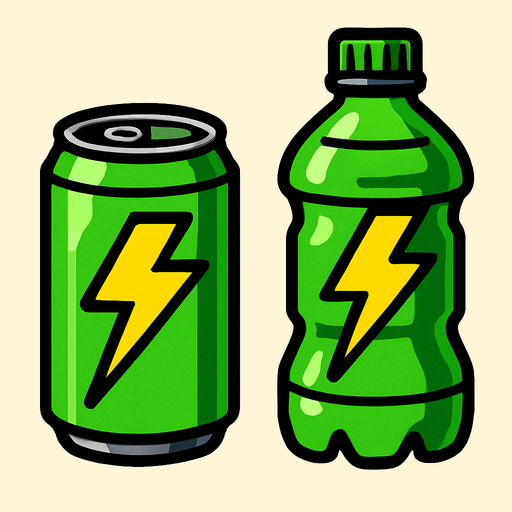 Bebidas energéticas verdes.
In-Game asset.  2d.  High contrast.  No shadows