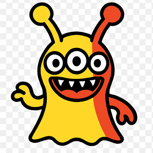 Yellow or red or both Alien transparent background.
In-Game asset.  2d.  High contrast.  No shadows