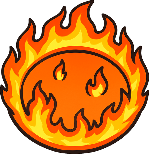 A 2D circular burning effect in Survivor.io style made by HABBY PTE. LTD. (not only the surroundings but also the inside burns)
In-Game asset.  2d.  High contrast.  No shadows