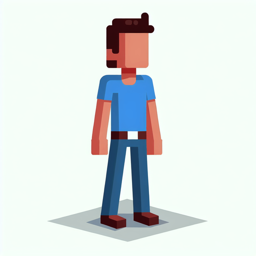 a cartoon full body person.
Single Game Texture. In-Game asset. 2d. Blank background. High contrast. No shadows.